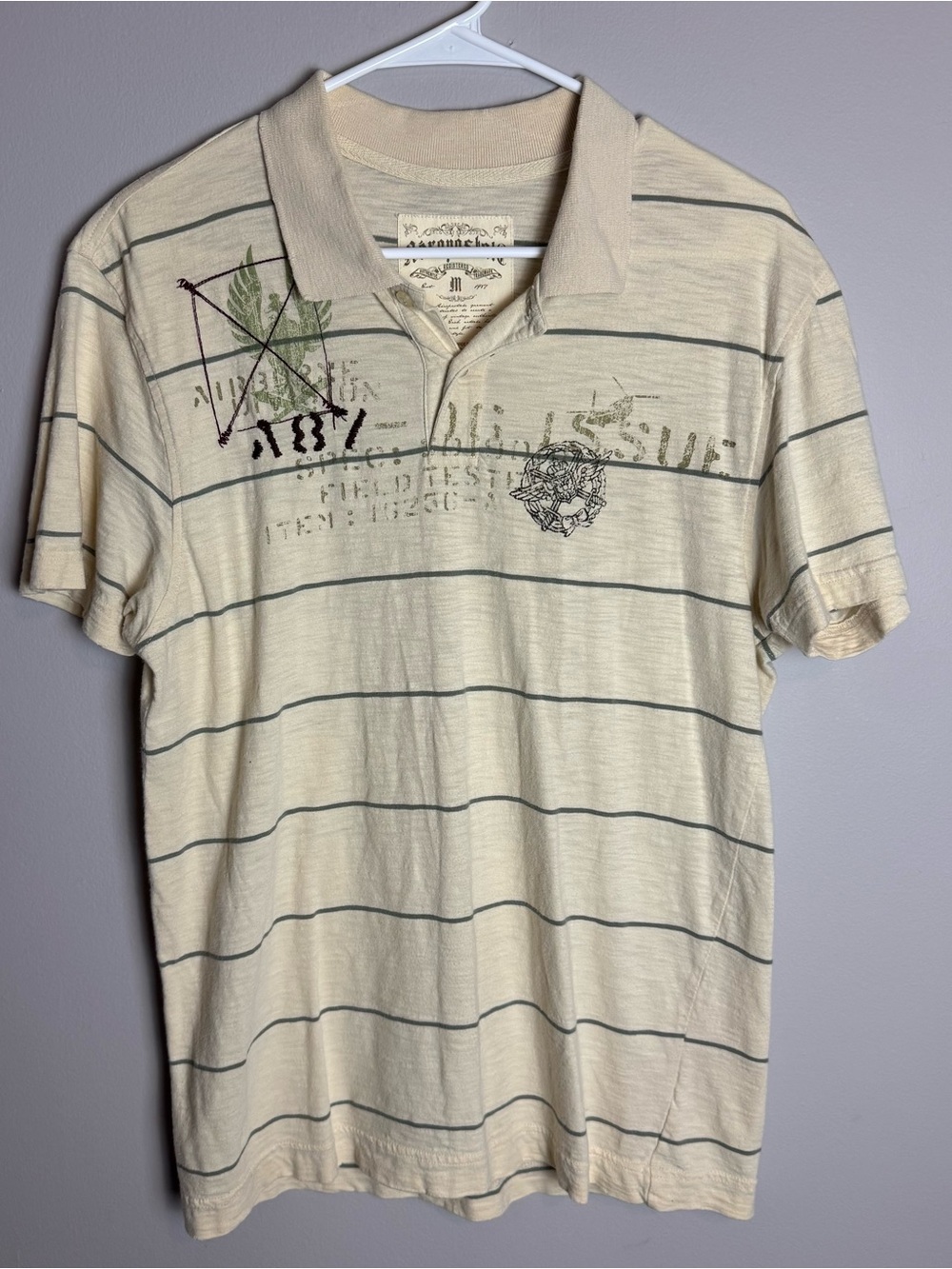 Abercrombie & Fitch Vintage Y2K Striped Collared Short Sleeve T Shirt Size M